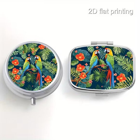 1pc  Classic Jungle Parrots Pill Case - Picture 4 of 4